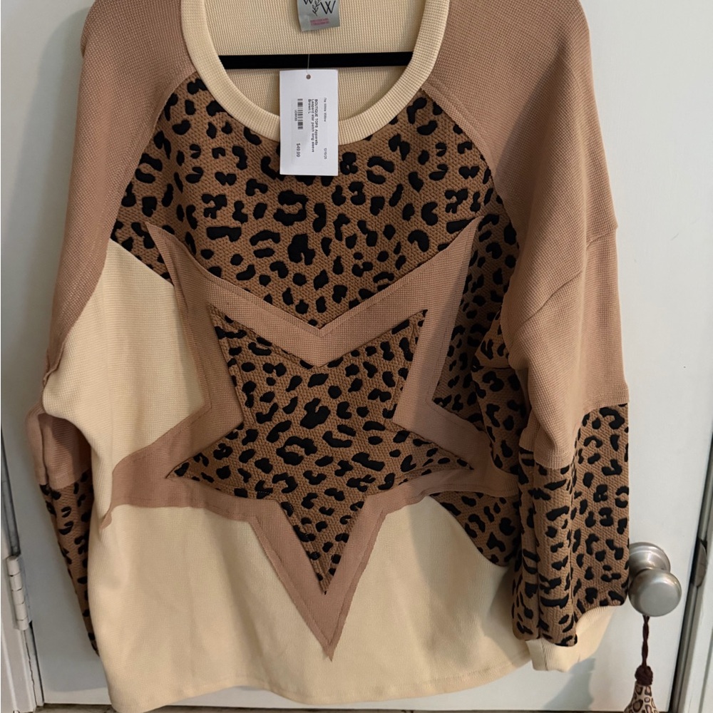 Mixed media NWT STAR  Panel Leopard Sweatshirt - Beige & Camel xl -xxl - Picture 3 of 8